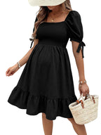 MakeMeChic Women's Maternity Dress Summer Beach Sundress Floral Puff Sleeve Baby Shower Dress