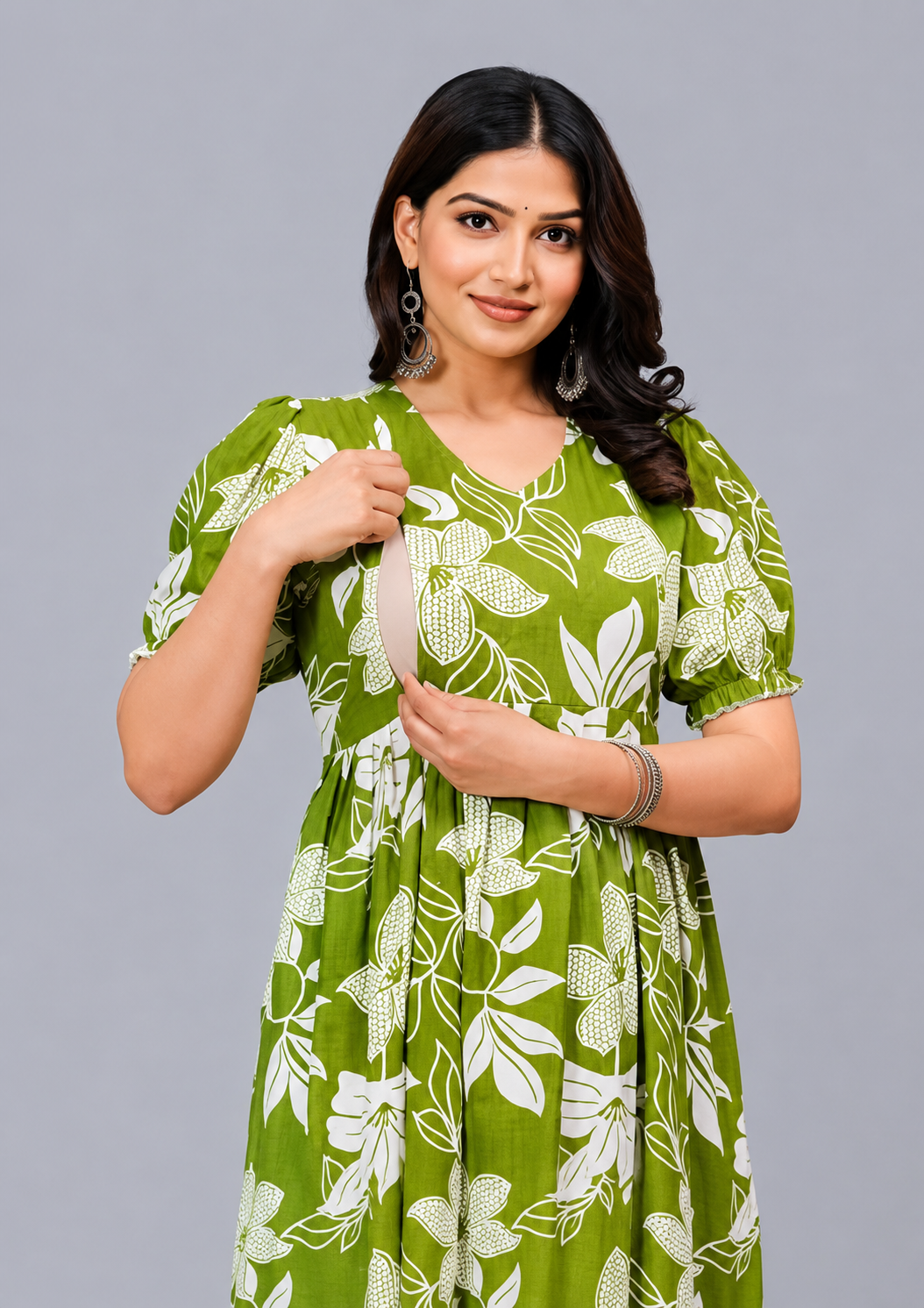 Aveniwear Trendy Beautiful Feeding Maternity Kurti Both Side Zip Anarkali