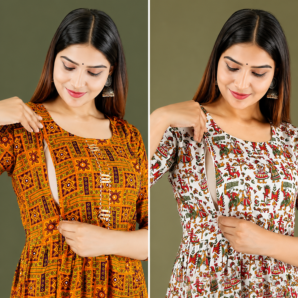 Aveniwear Maternity Printed Kurta set for women ( Pack of 2 )