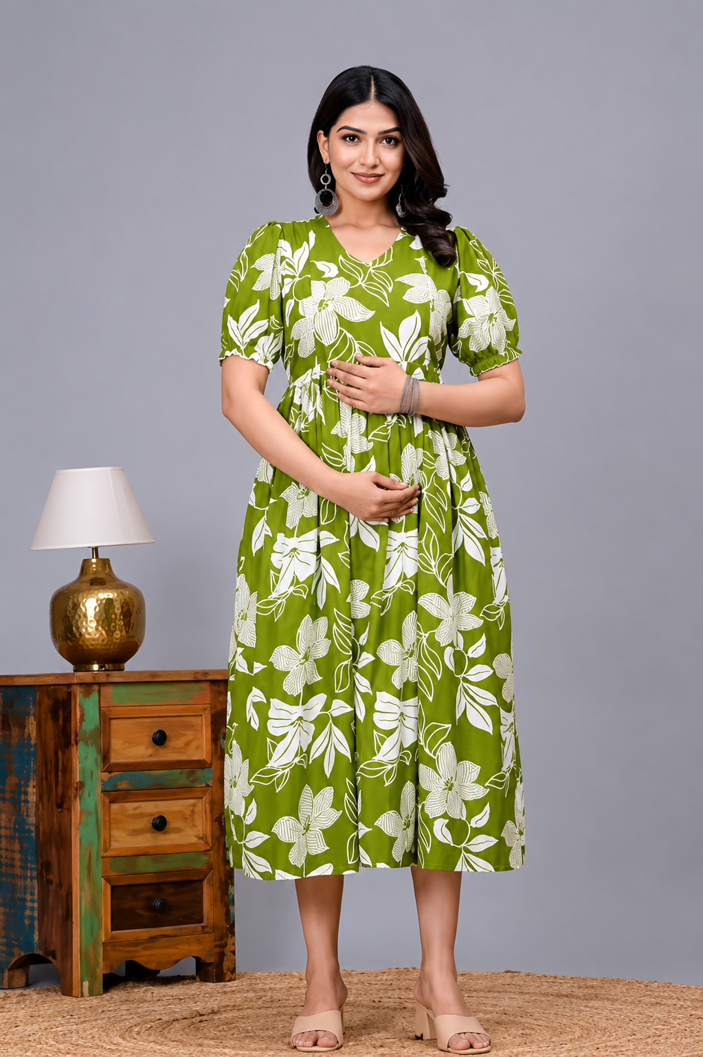 Aveniwear Trendy Beautiful Feeding Maternity Kurti Both Side Zip Anarkali