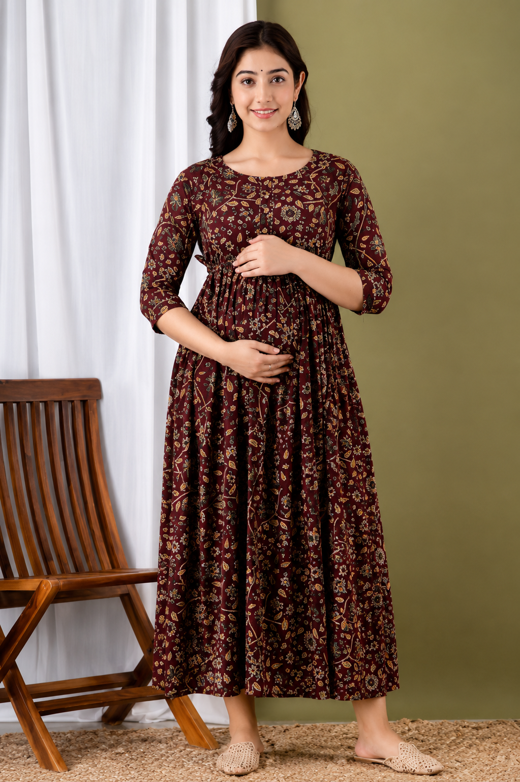 Aveniwear Pregnancy Maternity Gown for Women with Zipper