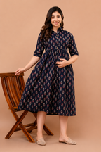 Aveniwear Women Maternity Floral Printed Pure Rayon Feeding Kurti Dress