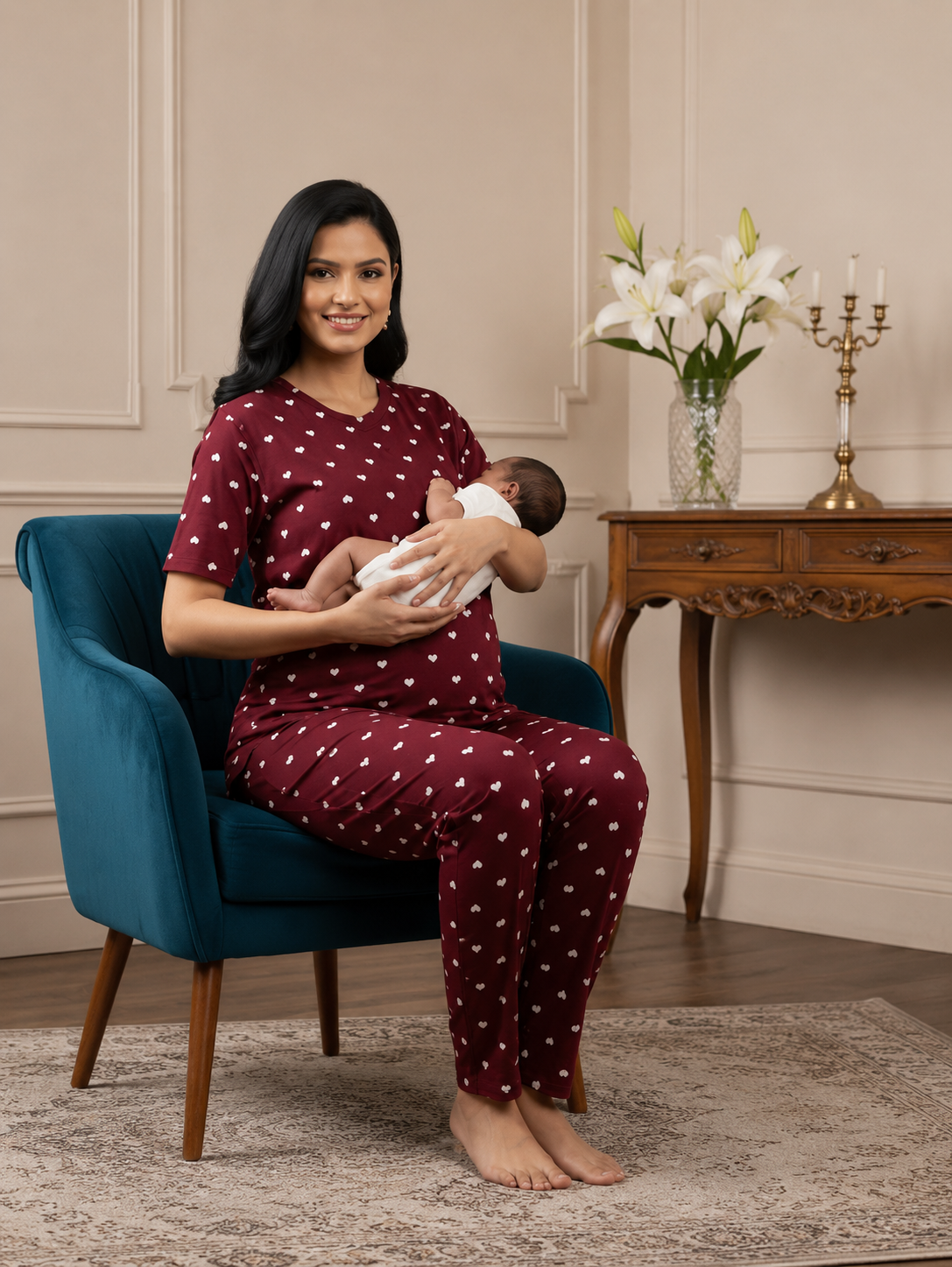 Aveniwear Heart Print Maternity & Feeding Co-Ord Set